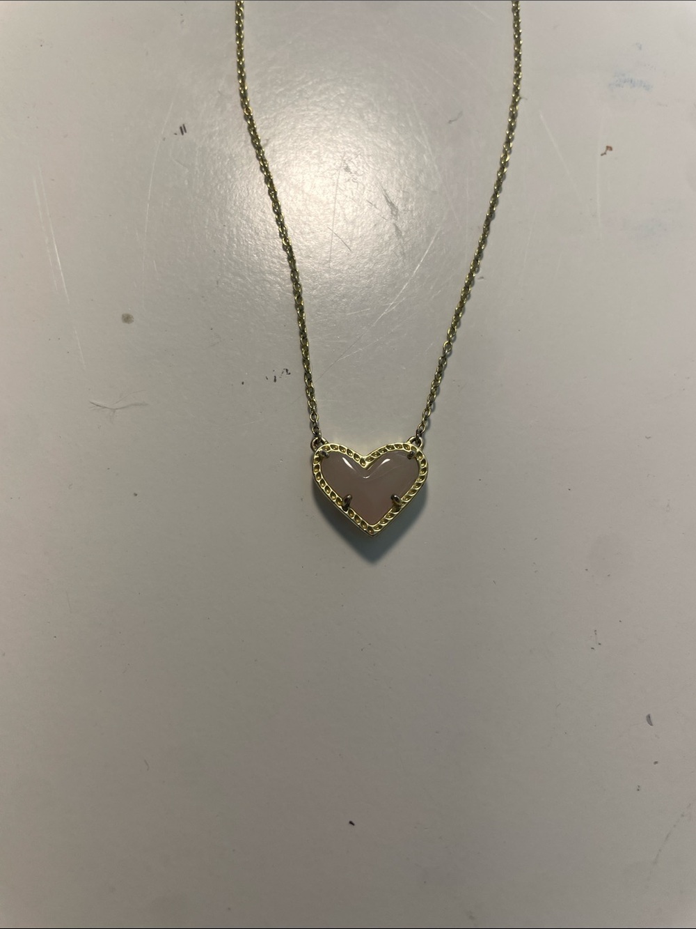 Kendra Scott Ari Heart Necklace in Pink Quartz